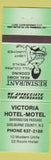 Matchbook Cover - Victoria Motel Shelburne County Barrington Passage NS Green
