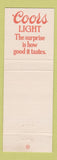 Matchbook Cover - Coors Light Beer