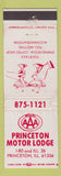 Matchbook Cover - Princeton Motor Lodge Princeton IL WEAR
