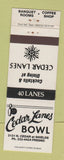 Matchbook Cover - Cedar Lanes Bowling Fresno CA