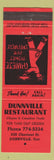 Matchbook Cover - Dunnville Restaurant Chinese ON red