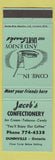 Matchbook Cover - Jacob's Confectionery Dunnville ON green