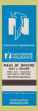 Matchbook Cover - Nationwide Insurance Paul Shore Inez Shore Elkin NC
