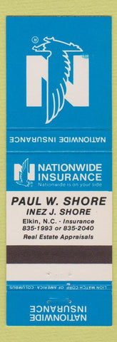 Matchbook Cover - Nationwide Insurance Paul Shore Inez Shore Elkin NC