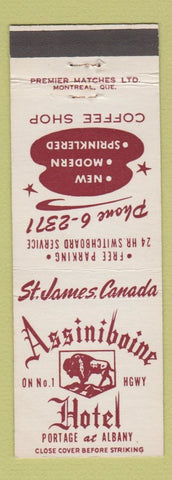 Matchbook Cover - Assiniboine Hotel St James MB buffalo