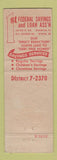 Matchbook Cover - 1st Federal Savings Loan Washington DC Bethesda MD