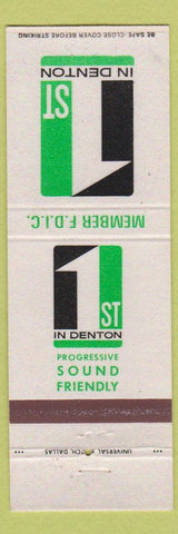 Matchbook Cover - 1st Bank Denton TX