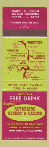 Matchbook Cover - Riverside Resort Casino Laughlin NV GREEN AND PURPLE