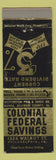 Matchbook Cover - Colonial Federal Savings Philadelphia PA WEAR
