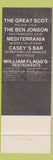 Matchbook Cover - Ben Johnson Mediterrania Great Scot Arcadia San Francisco CA