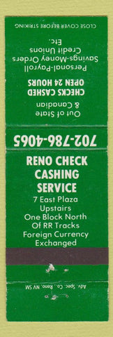 Matchbook Cover - Reno Check Cashing NV