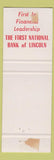 Matchbook Cover - 1st Naitonal Bank Lincoln NE