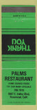 Matchbook Cover - Palms Restaurant Rosemead CA