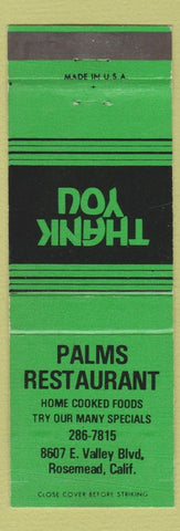 Matchbook Cover - Palms Restaurant Rosemead CA