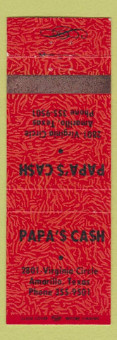Matchbook Cover - Papa's Cash Amarillo TX WEAR