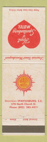 Matchbook Cover - Heart of Spartanburg Motel SC