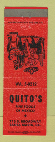 Matchbook Cover - Quito's Mexican Food Santa Maria CA