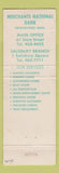 Matchbook Cover - Merchants National Bank Newburyport MA