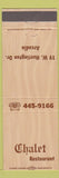 Matchbook Cover - Chalet Restaurant Arcadia CA