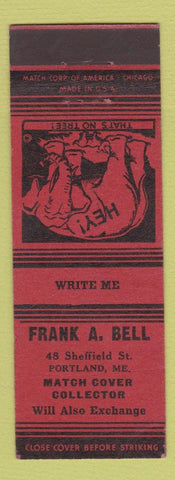 Matchbook Cover - Frank A Bell Match Collector Portland ME red
