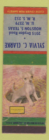 Matchbook Cover - Sylvia Clarke Match Collector Houston TX Chihuahua