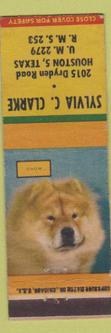 Matchbook Cover - Sylvia Clarke Match Collector Houston TX Chow
