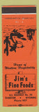 Matchbook Cover - Jim's Fine Foods Evanston WY cowboy cactus