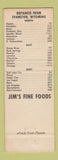 Matchbook Cover - Jim's Fine Foods Evanston WY cowboy cactus