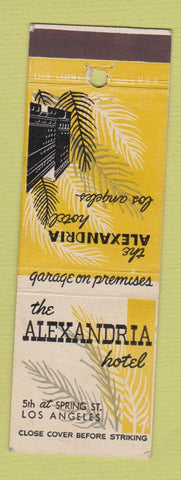 Matchbook Cover - Alexandria Hotel Los Angeles CA #2
