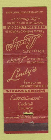 Matchbook Cover - Lindy's Restaurant Los Angeles CA WORN