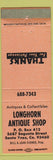 Matchbook Cover - Longhorn Antique Shop Santa Ynez CA peach WEAR
