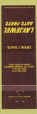 Matchbook Cover - Layjewel Auto Parts Garden Grove CA