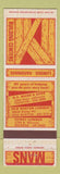 Matchbook Cover - Mans Building Center Monroe New Boston Trenton MI