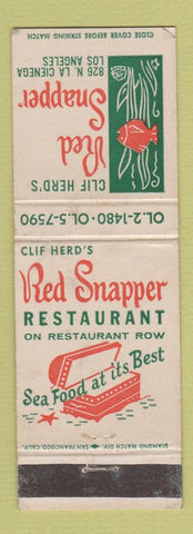 Matchbook Cover - Red Snapper Restaurant Los Angeles CA WEAR