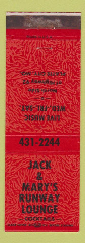 Matchbook Cover - Jack and Mary's Runway Lounge Platte City MO