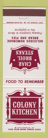 Matchbook Cover - Colony Kitchen Steaks CA