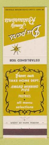 Matchbook Cover - Du Par's Restaurants Southern CA CHAIN #2