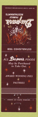 Matchbook Cover - Du Par's Restaurants Southern CA CHAIN #5