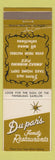 Matchbook Cover - Du Par's Restaurants CA CHAIN