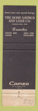 Matchbook Cover - Home Savings Bank  Salem Struthers OH