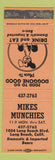 Matchbook Cover - Mikes Munchies Long Beach CA Orange