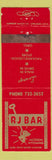 Matchbook Cover - RJ Bar JACkson WY