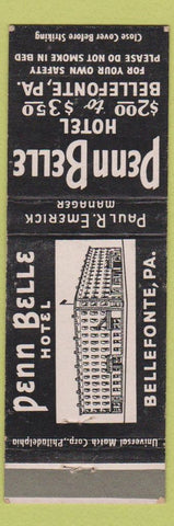 Matchbook Cover - Penn Belle Hotel Bellefonte PA