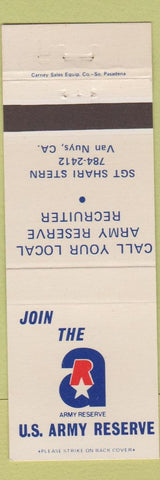 Matchbook Cover - US Army Reserve Van Nuys CA