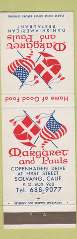 Matchbook Cover - Margaret and Pauls Danish Restaurant Solvang CA