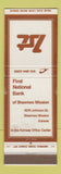 Matchbook Cover - First NATional Bank Shawnee Mission KS WEAR