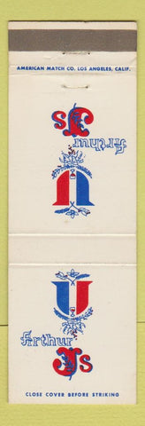 Matchbook Cover - Arthur J's Hollywood Los Angeles Westwood CA