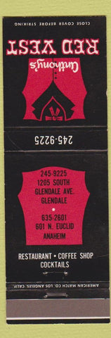 Matchbook Cover - Anthony's Red Vest Anaheim Glendale CA