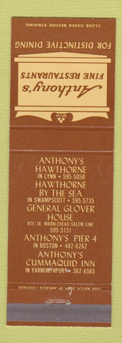 Matchbook Cover - Anthony's Restaurant Lynn Boston Swampscott MA