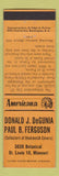 Matchbook Cover - Donald DeGunia Match Collector St Louis MO Perkins Americana